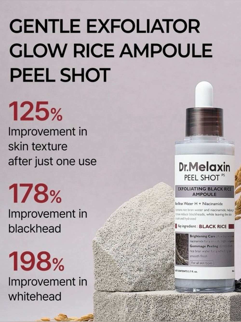Peel Shot Exfoliating Black Rice Ampoule - White - Picture 2 of 3